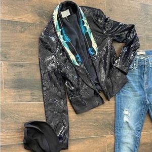 Sequin Pendleton accent blazer